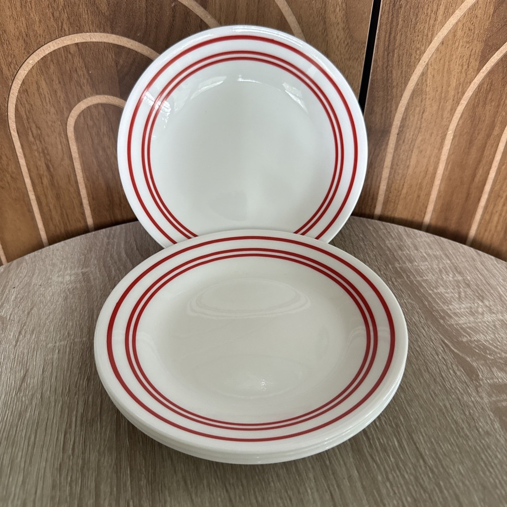 Corning Corelle Classic Cafe Red Pattern Set of 4 Bread Plates 6 3/4" circa 2006